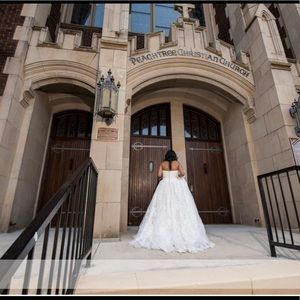 Oleg Cassini Wedding Ball Gown with Lace Appliqués
